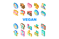 vegan plant based cruelty free icons set vector Product Image 1