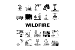 wildfire firestorm burn blaze icons set vector Product Image 1