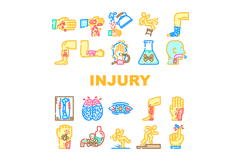 household injury fall burn cut icons set vector Product Image 1