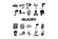 household injury fall burn cut icons set vector Product Image 1