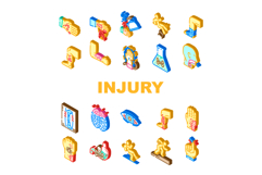 household injury fall burn cut icons set vector Product Image 1