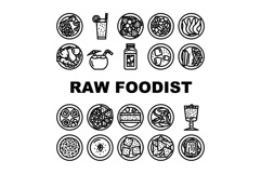 raw foodist vegan organic detox icons set vector Product Image 1