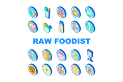 raw foodist vegan organic detox icons set vector Product Image 1