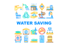 water saving conservation reuse icons set vector Product Image 1