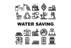 water saving conservation reuse icons set vector Product Image 1
