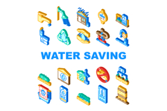 water saving conservation reuse icons set vector Product Image 1