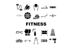 fitness tool dumbbell kettlebell icons set vector Product Image 1