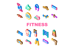 fitness tool dumbbell kettlebell icons set vector Product Image 1