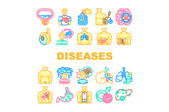 men diseases prostate cancer icons set vector Product Image 1