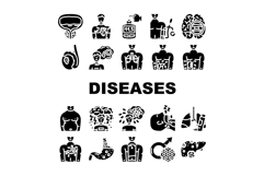 men diseases prostate cancer icons set vector Product Image 1