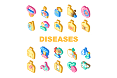 men diseases prostate cancer icons set vector Product Image 1