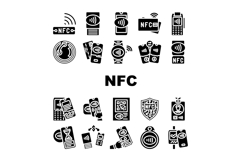 nfc technology contactless icons set vector Product Image 1