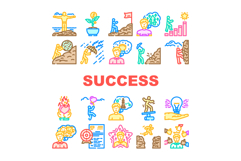 success life achievement goal icons set vector Product Image 1