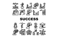 success life achievement goal icons set vector Product Image 1