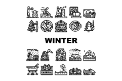 winter spend time snow skiing icons set vector Product Image 1