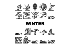 winter sport skiing snowboarding icons set vector Product Image 1