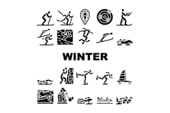 winter sport skiing snowboarding icons set vector Product Image 1
