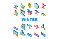 winter sport skiing snowboarding icons set vector Product Image 1