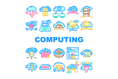 cloud computing virtualization icons set vector Product Image 1