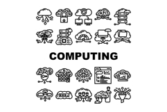cloud computing virtualization icons set vector Product Image 1