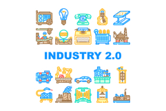 industry 2 automation icons set vector Product Image 1