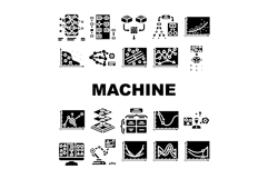 machine learning algorithm model icons set vector Product Image 1