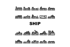 ship transport marine icons set vector Product Image 1