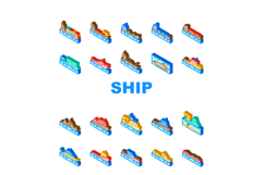 ship transport marine icons set vector Product Image 1