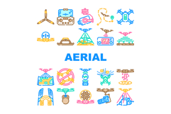 unmanned aerial vehicle drone uav icons set vector Product Image 1