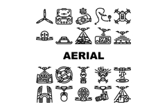 unmanned aerial vehicle drone uav icons set vector Product Image 1