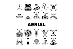unmanned aerial vehicle drone uav icons set vector Product Image 1