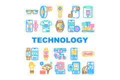 wearable technologies sensor icons set vector Product Image 1