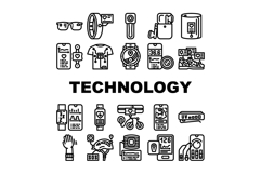 wearable technologies sensor icons set vector Product Image 1