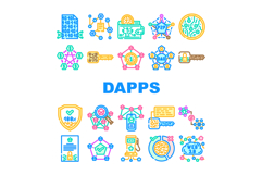 decentralized applications dapps icons set vector Product Image 1