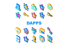 decentralized applications dapps icons set vector Product Image 1