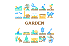 garden maintenance mulching icons set vector Product Image 1
