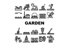 garden maintenance mulching icons set vector Product Image 1