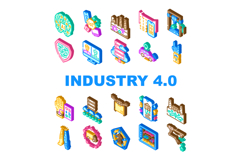 industry 4 automation robotics icons set vector Product Image 1