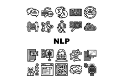 natural language processing nlp icons set vector Product Image 1