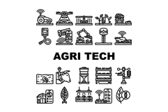 agri tech precision drones iot icons set vector Product Image 1
