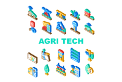agri tech precision drones iot icons set vector Product Image 1