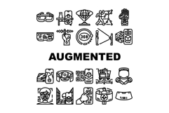 augmented reality virtual ar vr icons set vector Product Image 1