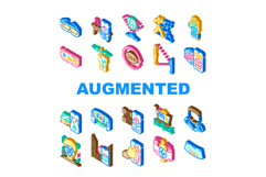 augmented reality virtual ar vr icons set vector Product Image 1