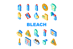 bleach clean germicide disinfect icons set vector Product Image 1