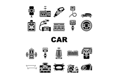 car accessories floor mats seat icons set vector Product Image 1