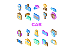 car accessories floor mats seat icons set vector Product Image 1