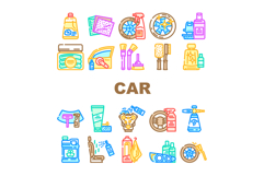 car care polish detailing wash icons set vector Product Image 1