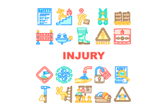 injury prevention safety icons set vector Product Image 1