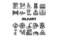 injury prevention safety icons set vector Product Image 1
