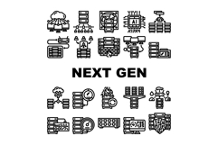 next gen data center virtual icons set vector Product Image 1